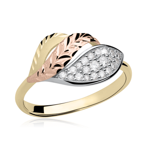 Zlatý dámský prsten DF 3108 ze žlutého zlata, s briliantem 46