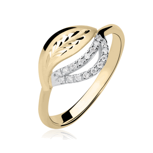 Zlatý dámský prsten DF 3115 ze žlutého zlata, s briliantem 46