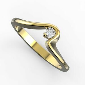 Zlatý dámský prsten DF 3219 ze žlutého zlata, s briliantem 46