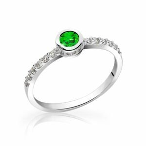 Zlatý smaragdový prsten DF 2803 z bílého zlata, smaragd s diamanty 46
