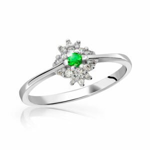 Zlatý zásnubní prsten DF 3055, bílé zlato, smaragd s diamanty 55