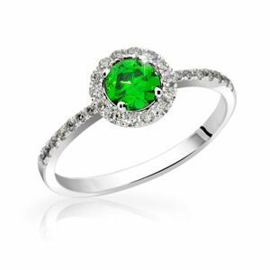 Zlatý zásnubní prsten DF 3098, bílé zlato, smaragd s diamanty 54