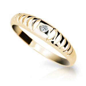 Zlatý prsten DF 1282 ze žlutého zlata, s briliantem 46