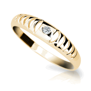 Zlatý prsten DF 1282 ze žlutého zlata, s briliantem 65