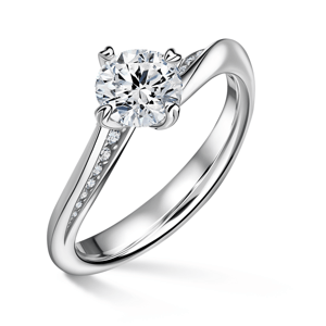 Freya Side Stones | Zásnubní prsten se středovým kamenem 1.000ct, bílé zlato, s diamanty 46