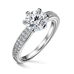 Florence Side Stones | Zásnubní prsten se středovým kamenem 1.310ct, bílé zlato, s diamanty 48