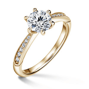Minerva Side Stones | Zásnubní prsten se středovým kamenem 1.000ct, žluté zlato, s diamanty 46