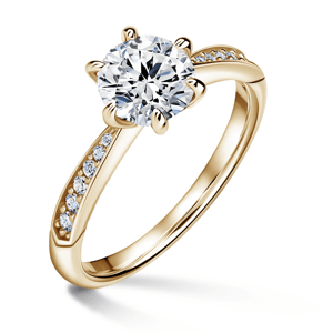 Minerva Side Stones | Zásnubní prsten se středovým kamenem 1.310ct, žluté zlato, s diamanty 48