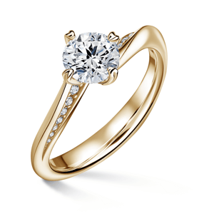 Freya Side Stones | Zásnubní prsten se středovým kamenem 1.000ct, žluté zlato, s diamanty 46