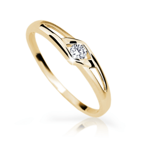 Zlatý dámský prsten DF 1633 ze žlutého zlata, s briliantem 61