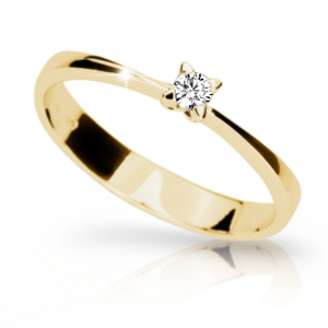 Zlatý zásnubní prsten DF 1958, žluté zlato, s briliantem 49