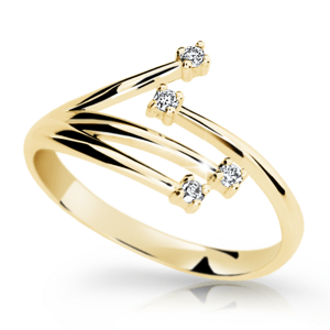 Zlatý prsten DF 2063 ze žlutého zlata, s brilianty 58
