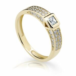 Zlatý zásnubní prsten DF 2361, žluté zlato, s briliantem 56