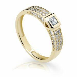 Zlatý zásnubní prsten DF 2361, žluté zlato, s briliantem 63