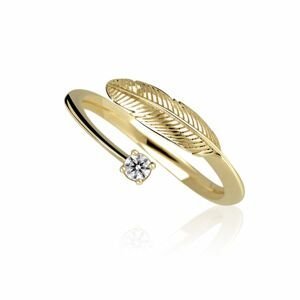 Zlatý prsten pírko DF 3836 ze žlutého zlata, s briliantem 46