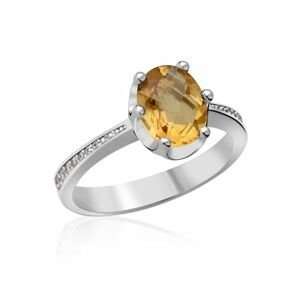 Zlatý zásnubní prsten DF 3362, bílé zlato, citrín s diamanty 46