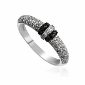 Zlatý dámský prsten DF 3190-1 z bílého zlata, black and white briliants 47