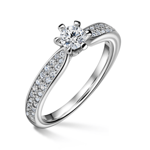Florence Side Stones | Zásnubní prsten se středovým kamenem 0.25 ct, bílé zlato, s diamanty 57