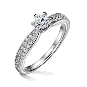 Florence Side Stones | Zásnubní prsten se středovým kamenem 0.25 ct, bílé zlato, s diamanty 62