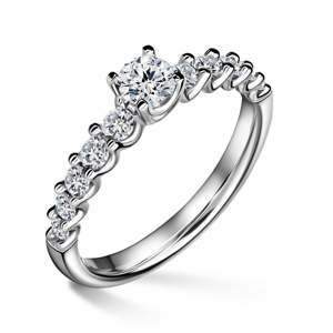 Dafné | Zásnubní prsten se středovým kamenem 0.25ct, bílé zlato, s diamanty 55