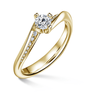 Freya Side Stones | Zásnubní prsten se středovým kamenem 0.25ct, žluté zlato, s diamanty 60