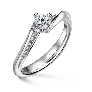 Freya Side Stones | Zásnubní prsten se středovým kamenem 0.25ct, bílé zlato, s diamanty 46