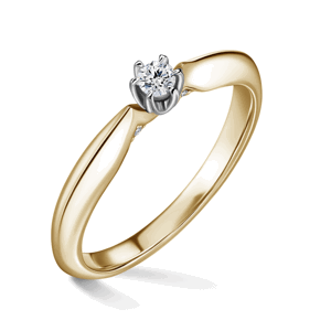 Mira | Zlásnubní prsten se středovým kamenem 0.085ct, bílé a žluté zlato, s diamanty 46