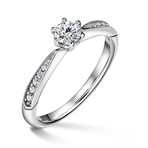 Minerva Side Stones | Zásnubní prsten se středovým kamenem 0.25 ct, bílé zlato, s diamanty 46