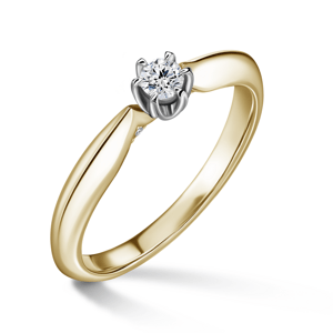 Mira | Zásnubní prsten se středovým kamenem 0.145ct, bílé a žluté zlato, s diamanty 48
