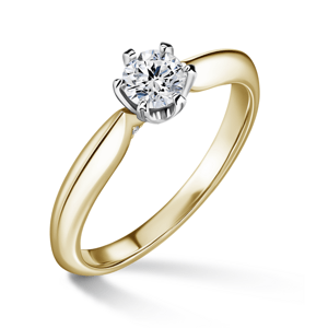 Mira | Zásnubní prsten se středovým kamenem 0.4ct, bílé a žluté zlato, s diamanty 50
