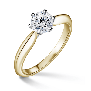 Mira | Zásnubní prsten se středovým kamenem 0.72ct, bílé a žluté zlato, s diamanty 52