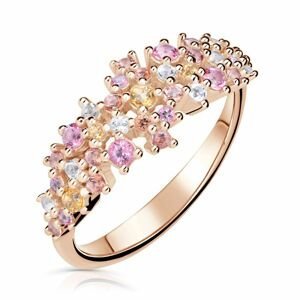 Zlatý dámský prsten DF 5030 z růžového zlata, barevné kameny 48