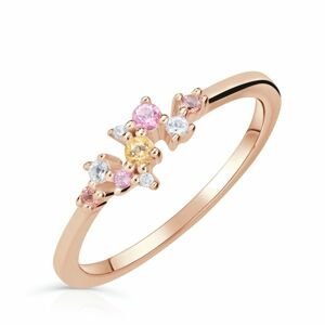 Zlatý dámský prsten DF 5036 z růžového zlata, barevné kameny 48