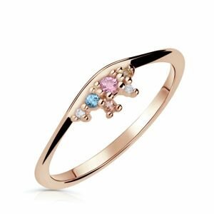 Zlatý dámský prsten DF 5039 z růžového zlata, barevné kameny 46