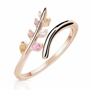 Zlatý dámský prsten DF 5061 z růžového zlata, barevné kameny 48