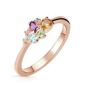 Zlatý dámský prsten DF 4946 z růžového zlata, barevné kameny 46
