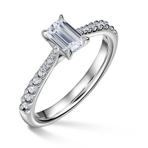 Arlene Side Stones | Zásnubní prsten se středovým kamenem 0.7 ct, bílé zlato, s diamanty 46