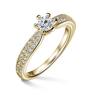 Florence Side Stones | Zásnubní prsten se středovým kamenem 0.25 ct, žluté zlato, s diamanty 49