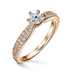 Florence Side Stones | Zásnubní prsten se středovým kamenem 0.25 ct, růžové zlato, s diamanty 49