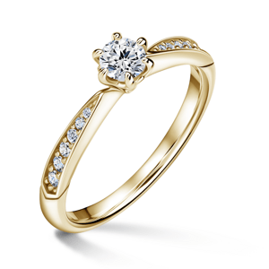Minerva Side Stones | Zásnubní prsten se středovým kamenem 0.25 ct, žluté zlato, s diamanty 46