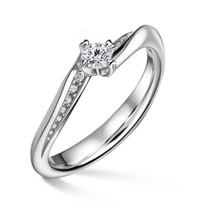 Freya Side Stones | Zásnubní prsten se středovým kamenem 0.145ct, bílé zlato, s diamanty 46