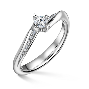 Freya Side Stones | Zásnubní prsten se středovým kamenem 0.180ct, bílé zlato, s diamanty 46