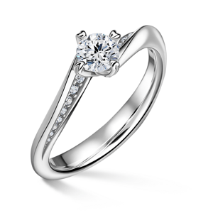 Freya Side Stones | Zásnubní prsten se středovým kamenem 0.700ct, bílé zlato, s diamanty 46