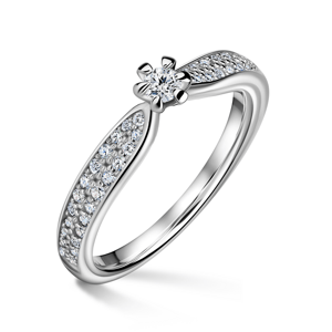 Florence Side Stones | Zásnubní prsten se středovým kamenem 0.085ct, bílé zlato, s diamanty 46