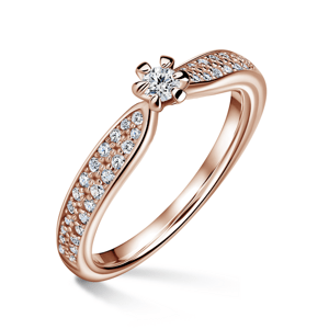Florence Side Stones | Zásnubní prsten se středovým kamenem 0.085ct, růžové zlato, s diamanty 56