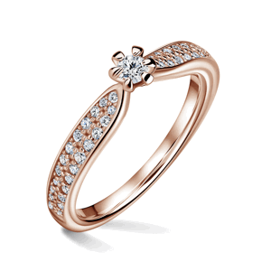 Florence Side Stones | Zásnubní prsten se středovým kamenem 0.085ct, růžové zlato, s diamanty 58