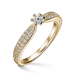 Florence Side Stones | Zásnubní prsten se středovým kamenem 0.145ct, žluté zlato, s diamanty 46
