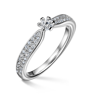 Florence Side Stones | Zásnubní prsten se středovým kamenem 0.145ct, bílé zlato, s diamanty 46