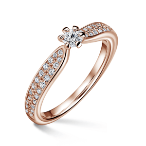 Florence Side Stones | Zásnubní prsten se středovým kamenem 0.145ct, růžové zlato, s diamanty 46
