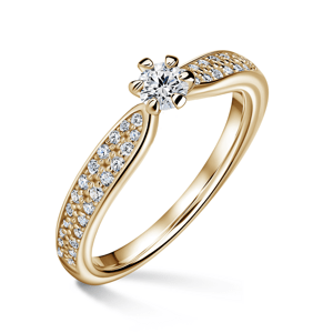 Florence Side Stones | Zásnubní prsten se středovým kamenem 0.180ct, žluté zlato, s diamanty 49
